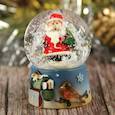 :  - Сувенир полистоун водяной шар "Дед Мороз с воробушком" 6,5x4,5x4,5 см