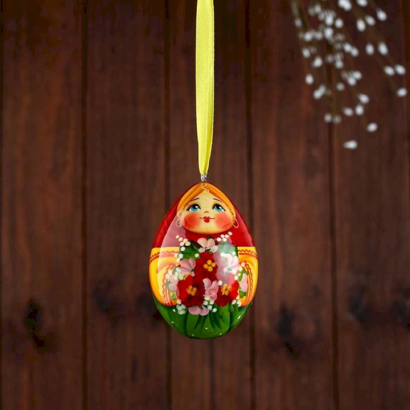 Сувенир «Яйцо. Девочка с цветами», 7x5 см, ручная роспись