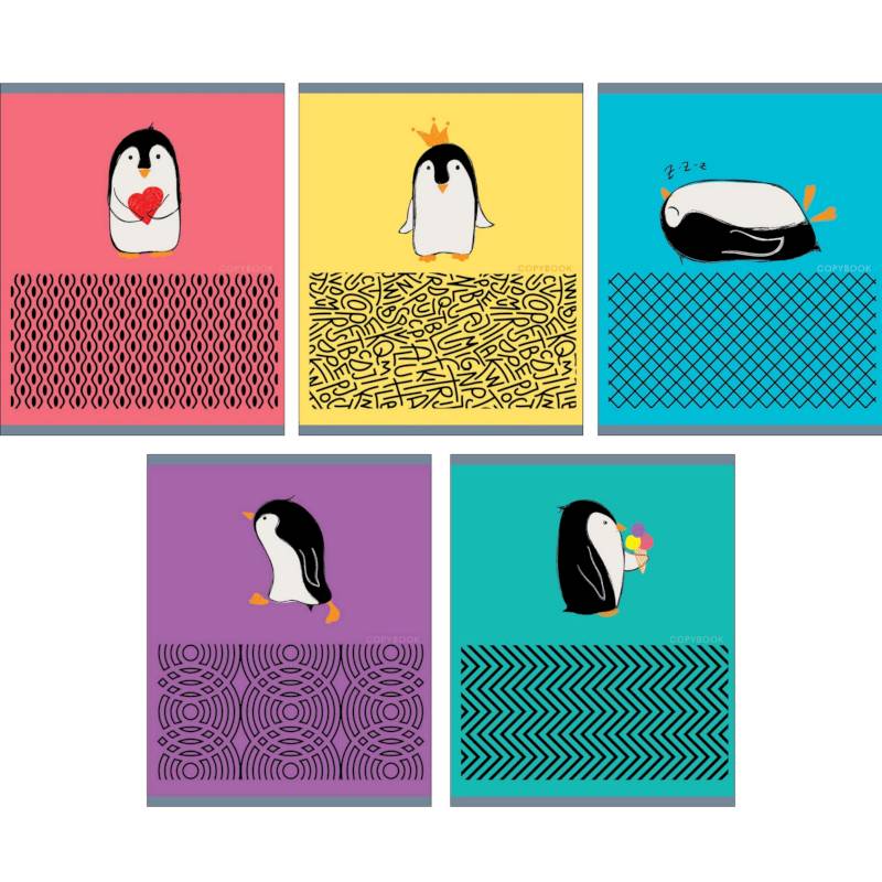 Тетрадь "Приключения пингвина", А5, 48 листов, клетка