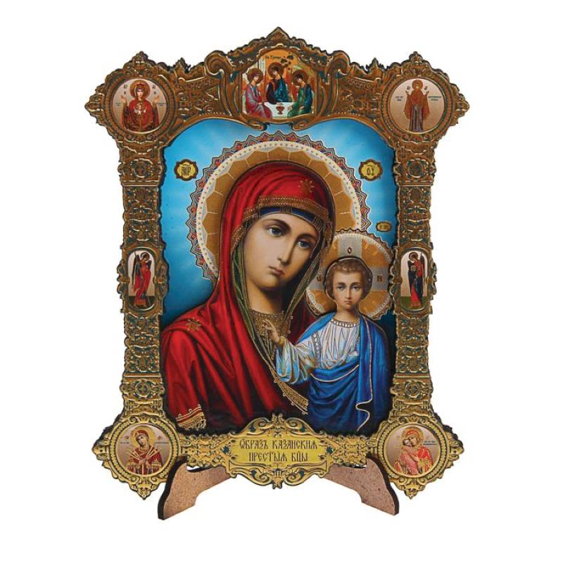 Икона в резной рамке 14x17 см "Казанская икона Божией Матери"