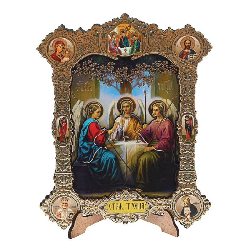 Икона в резной рамке 14x17 см "Святая Троица"