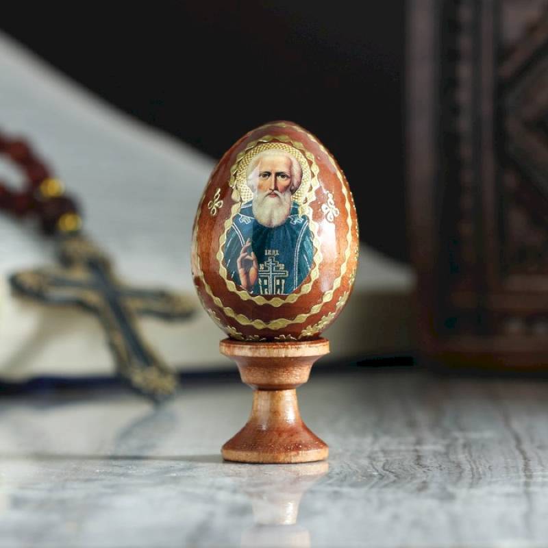 Яйцо сувенирное "Сергий Радонежский", на подставке