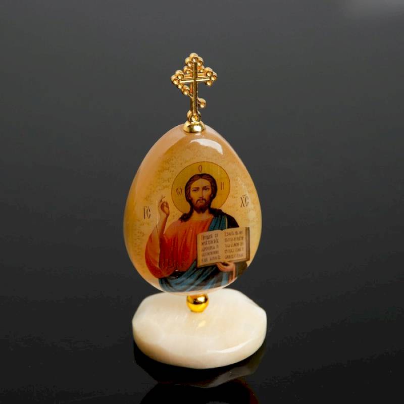 Яйцо «Спаситель Иисус Христос», на подставке, селенит