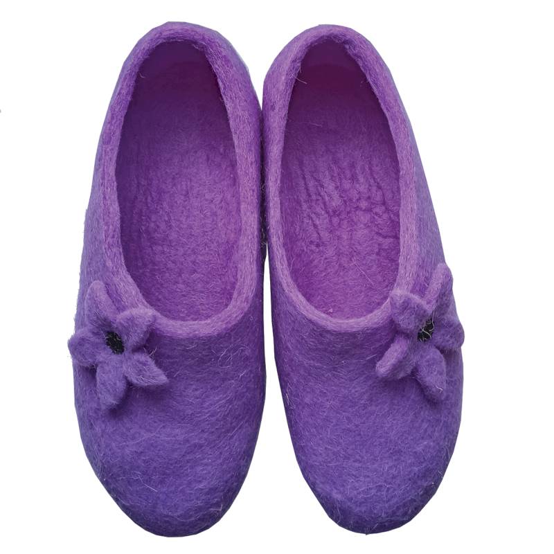 Войлочные тапочки светло-фиолетовые с цветочком, размер 38