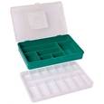 :  - Коробка для рукоделия двухъярусная со вкладышем 235 х 150 х 50 мм, крышка прозрачная, низ зелёный  тип 3