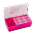 :  - Коробка для рукоделия двухъярусная c вкладышем 210 х 110 х 65 мм, крышка прозрачная, низ прозрачный, малиновый тип 6