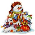 :  - Новогоднее оконное украшение со светодиодом "Снеговики"