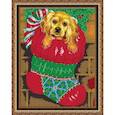 :  - "Новогодний щенок" 24x30см набор на атласе для вышивания чешским бисером "Вышивочка" в коробке