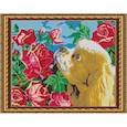 :  - "Щенок в алых розах" 38x30см набор на атласе для вышивания чешским бисером "Вышивочка"