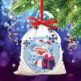 :  - Новогодняя вышивка крестиком на мешочке "Дед Мороз", основа 25x35 см