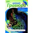 :  - Гравюра с цветной основой. "Грациозный павлин"