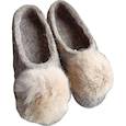 :  - Тапочки серые с помпоном из меха кролика. Размер 41